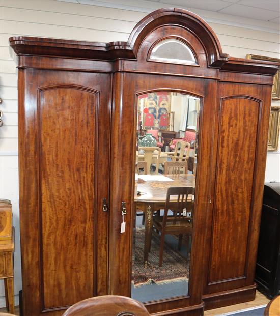 A Victorian mahogany breakfront wardrobe W.208cm